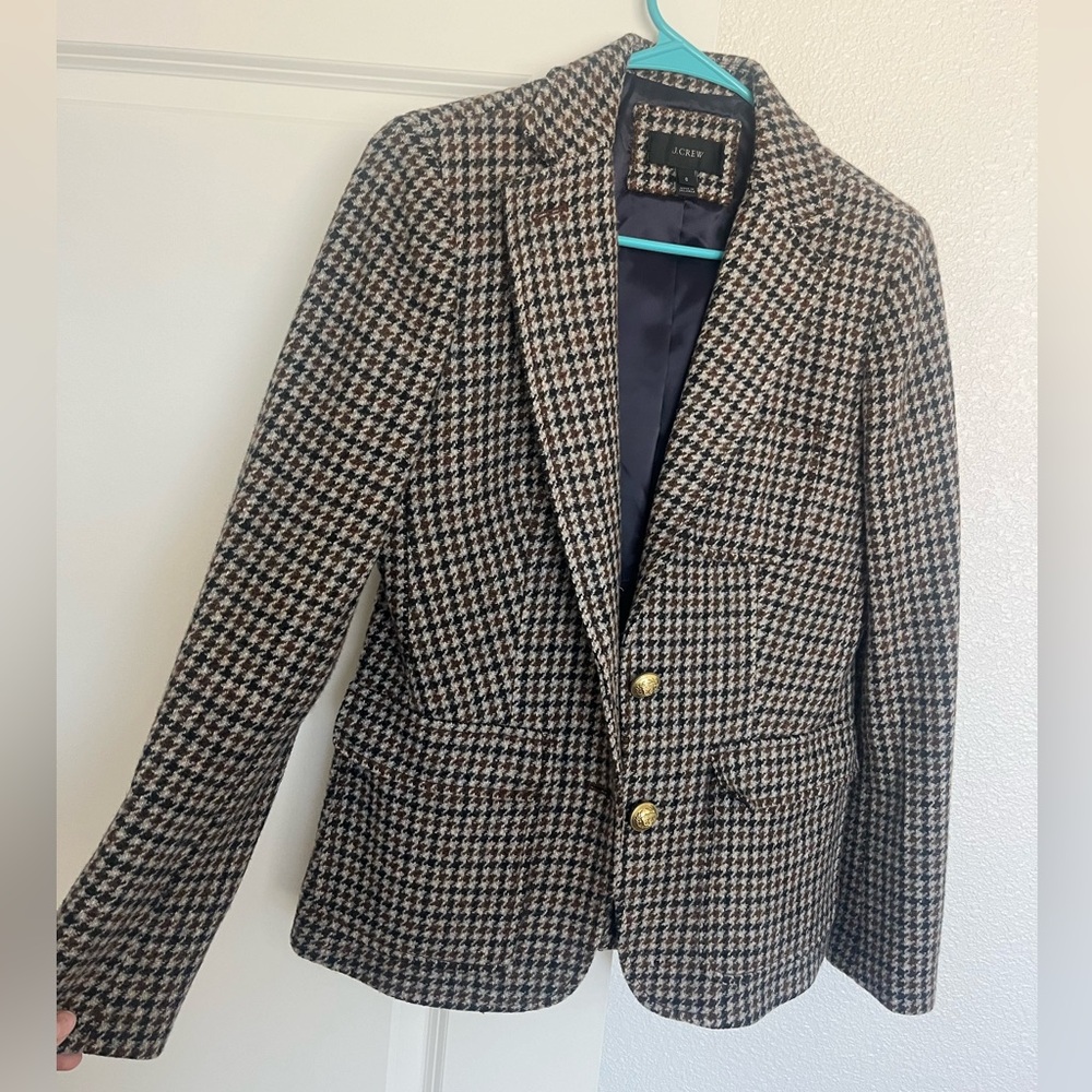 J. Crew 100% Wool Houndstooth Blazer- Size 6